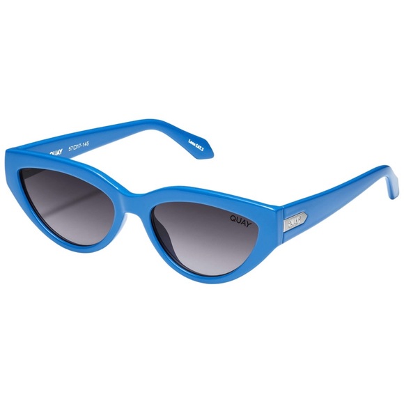 QUAY Narrow Down Sunglasses Polarized Cobalt Blue Frame Smoke Gradient Lens NWT - Picture 4 of 8